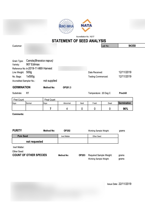1700kg Canola Grazing Seed
