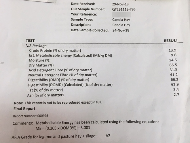 80mt Canola Hay 600-650kg approx. 8x4x3 Bales ex farm