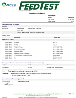 Header Trailed Oaten Straw 417 - 8x4x3 bales 550kg + - Sold By The Ton -
