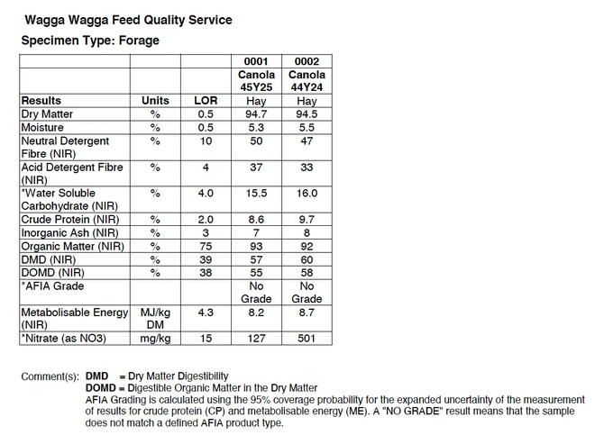 200 x Canola Hay 500-550kg 8x4x3 Bales 'New Season' Ex Paddock
