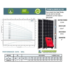 Brand New Submersible Hybrid Pump | 6.6m³ Max Flow | Max Head 154m | 2.2kW Pump Drive with Solar | Solar Workhorse Series 4SPM5-25