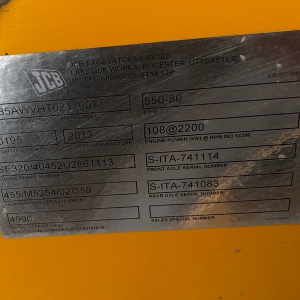 2013 JCB 550/80 Agri Plus Telehandler For Sale