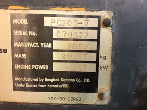 Komatsu PC200 Excavator
