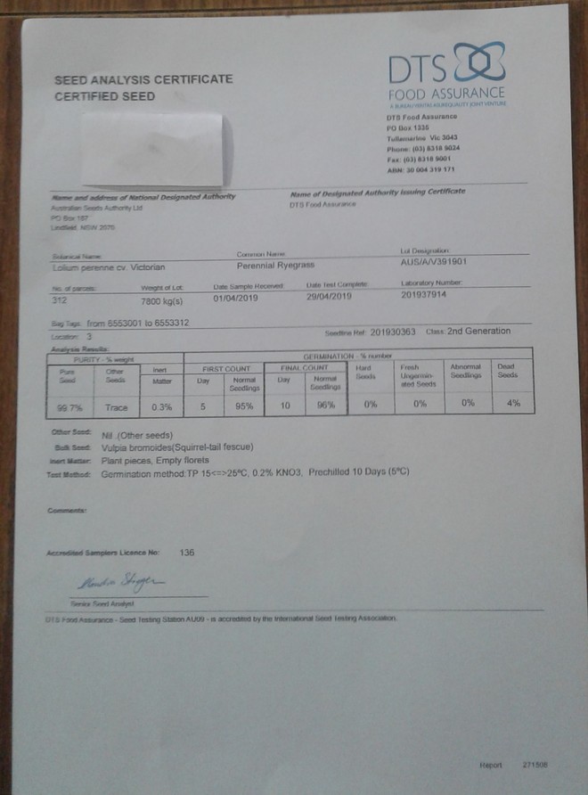 Victorian Perennial Ryegrass