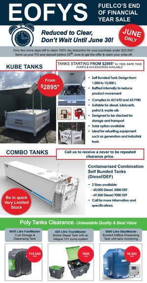 EOFY Bargain Sales on Fuel Tanks