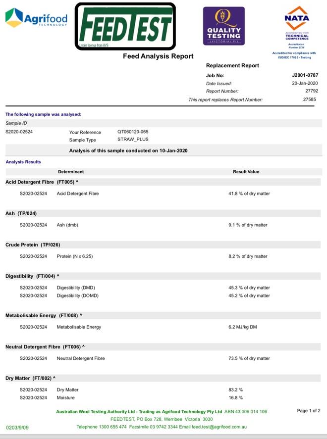 800mt Molasses Treated Barley Straw 8x4x3 Bales