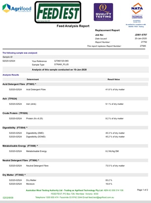 800mt Molasses Treated Barley Straw 8x4x3 Bales