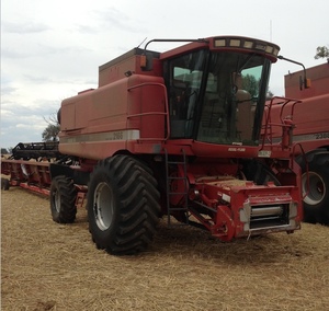 CASE IH 2166 HEADER / HARVESTER FOR SALE With 30FT 1010 Front on Leith Trailer - Come see Running!