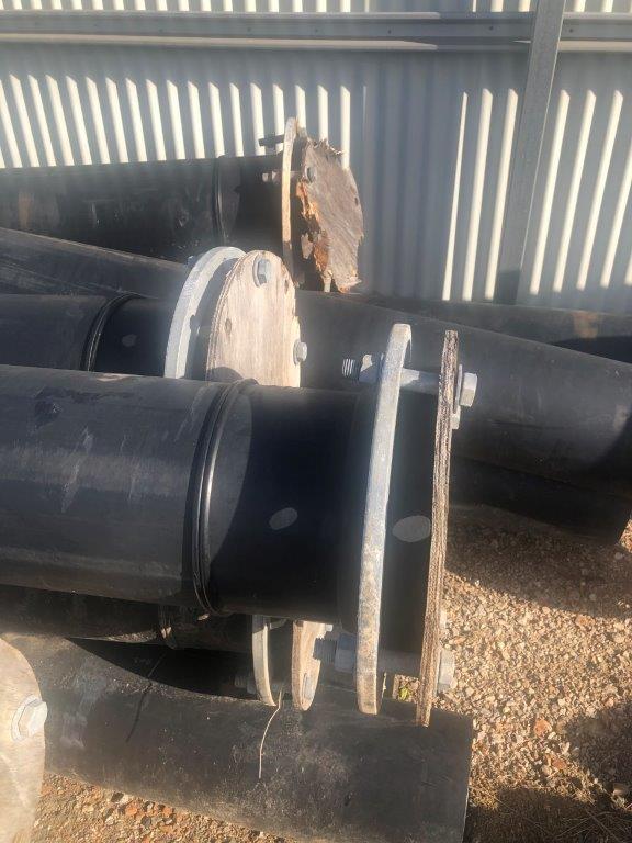 250mm Poly pipe 12m lengths Flanges - Unused