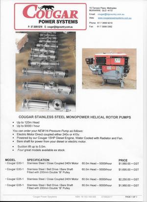 Cougar Stainless Monopower Helical Rotor Pump G30-1