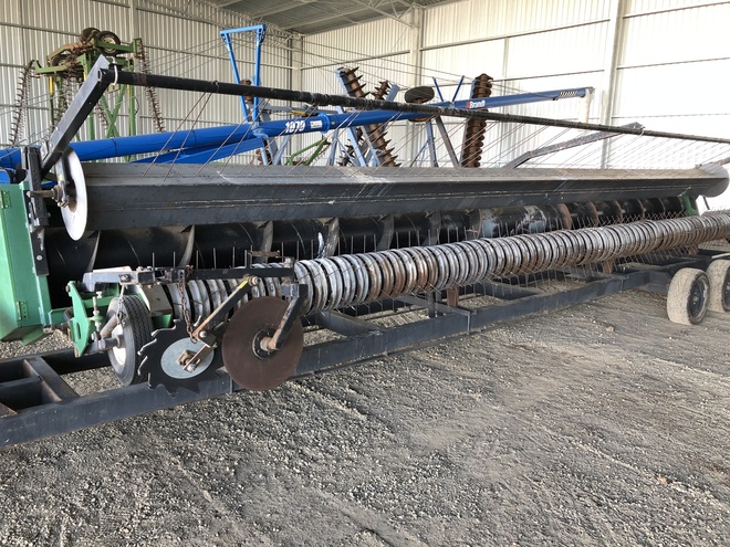Smale Pea Plucker and False Front and Trailer. 30 ft