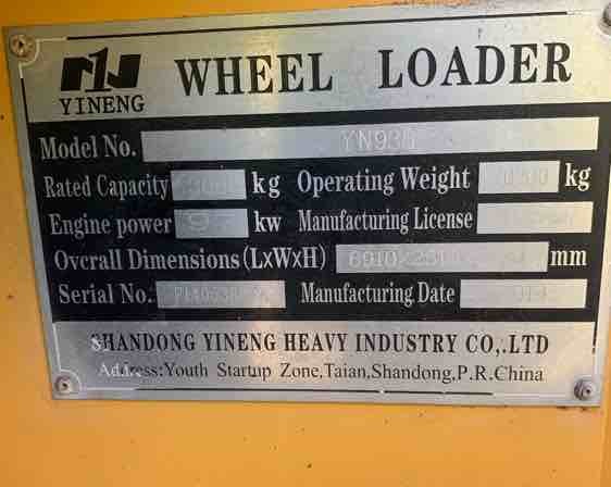 Yineng YN938 Wheel Loader