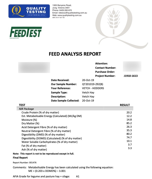 400mt Vetch Hay 650-700kg 8x4x3 Bales New Season