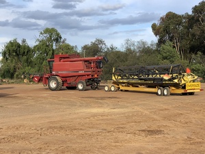 Case 2388 with 36' Honeybee Front on Coolamon Contractor Trailer