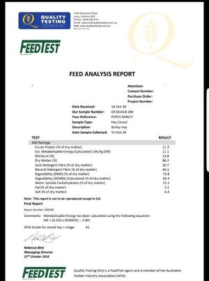 60 x Barley Hay 600-650kg 8x4x3 Bales