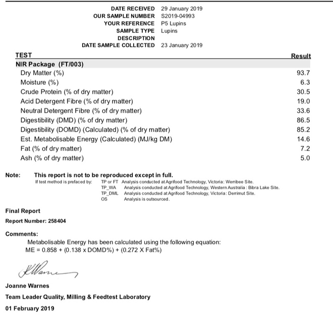 55 - 60/MT Lupins For Sale Ex Farm -  In Storage