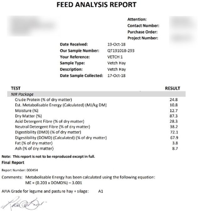 45mt Vetch Hay 730kg 8x4x3 Bales