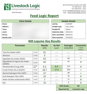 400mt Vetch Hay 650kg 8x4x3 Bales + Freight
