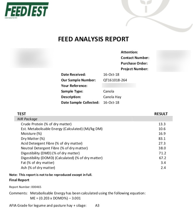 100mt Canola Hay 650kg 8x4x3 Bales + Freight 