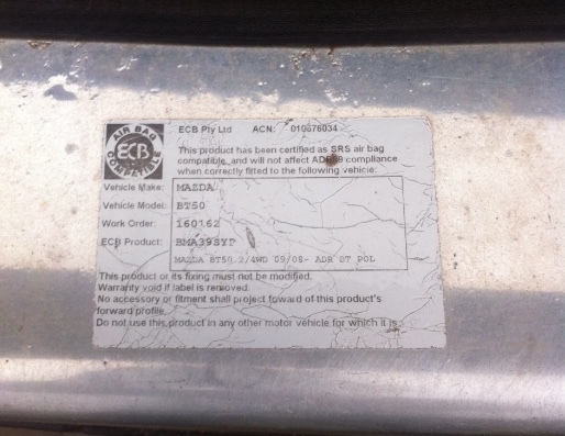 Bull Bar For 2009 Mazda BT 50 OR Ford Ranger.