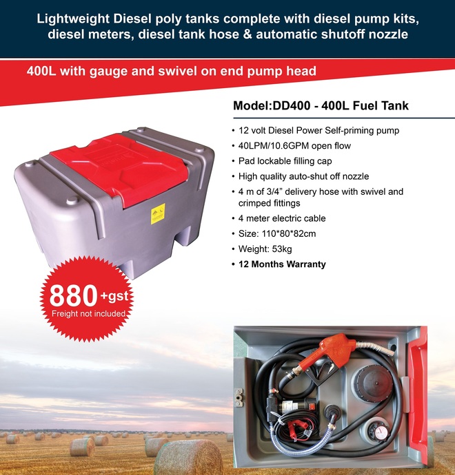 400 Litre High quality poly diesel fuel tank