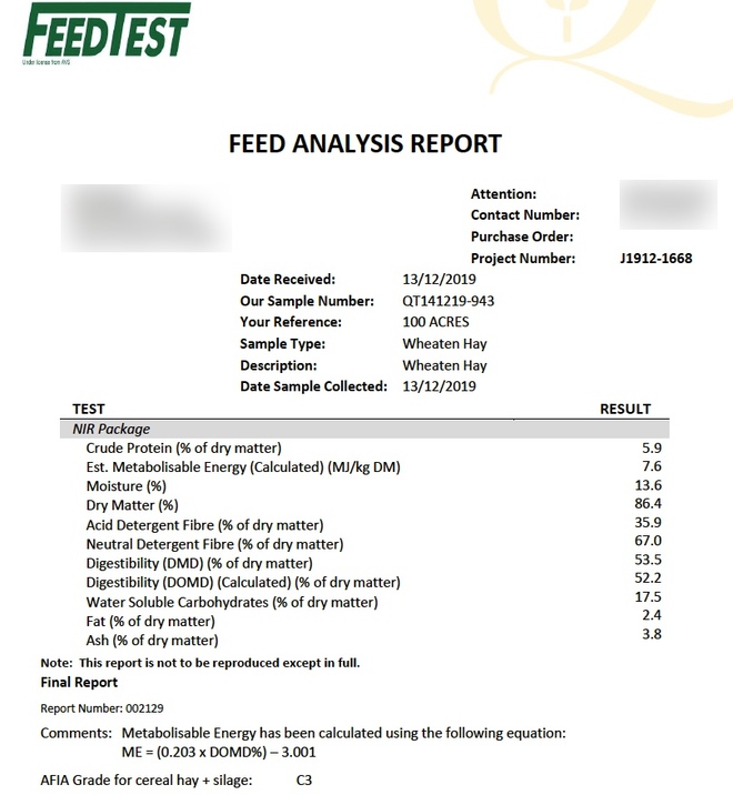 40mt Wheaten Hay 620-640kg 8x4x3 Bales