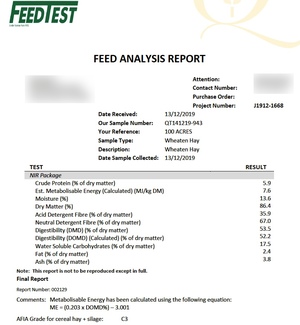 40mt Wheaten Hay 620-640kg 8x4x3 Bales