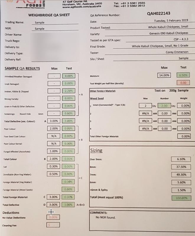 100mt Kabuli Chickpeas