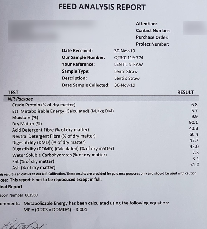 EOI Lentil Straw 8x4x3 Bales