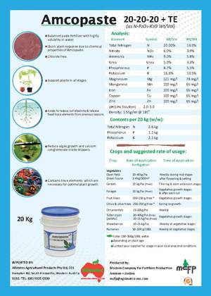 FERTILISER AMCO PASTE 20.20.20 & TE - PLENTY OF STOCK AVAILABLE