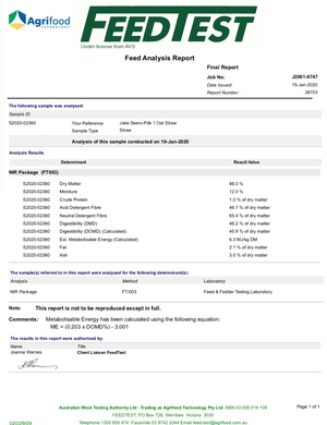  Excellent Quality Oaten Straw 117 - 8x4x3 Bales 500kg+ - Sold By The Ton -