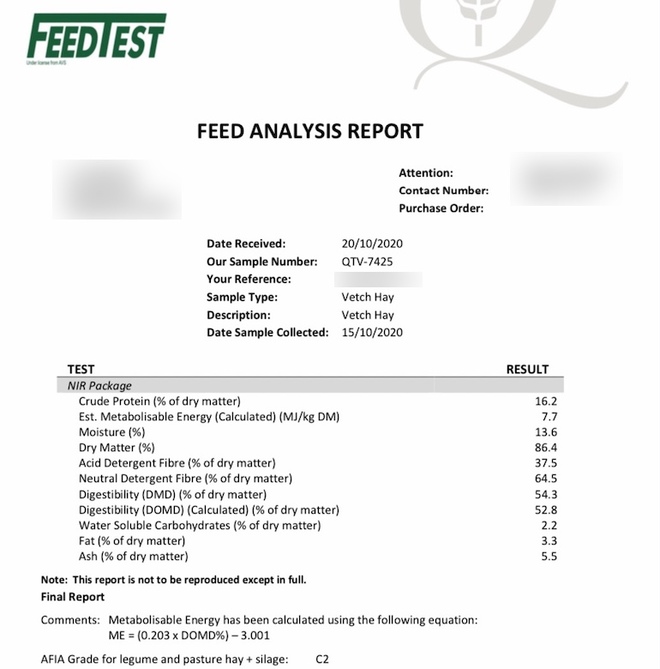150mt Vetch Hay 600kg 8x4x3 Bales