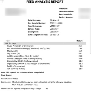 210 x Vetch Hay 650kg approx. 8x4x3 Bales