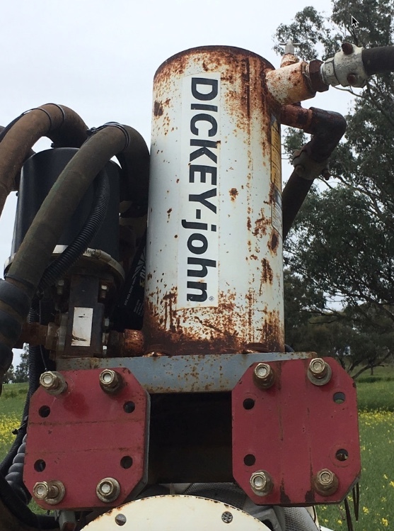 Anhydrous tank with pressure & vertical fill gauge.