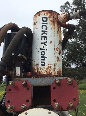 Anhydrous tank with pressure & vertical fill gauge.