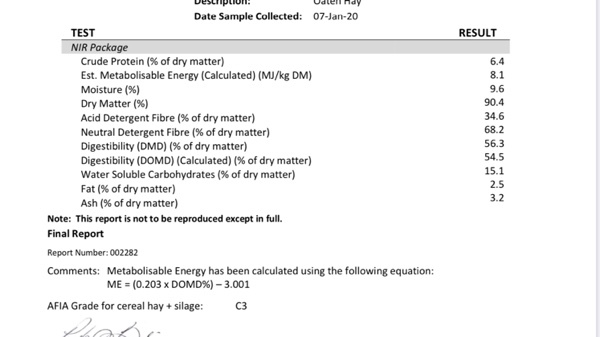 80mt Oaten Hay 550kg 8x4x3 Bales