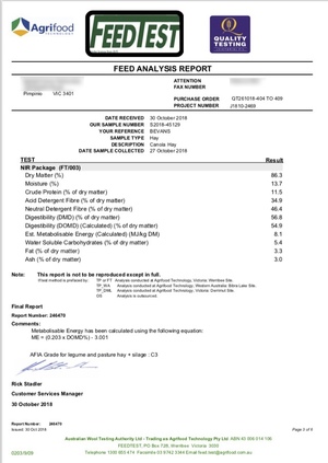 Canola Hay 8x4x3 - 560 x 550 KG Approx Bales