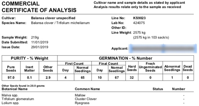 Balansa Clover Seed 1500kg