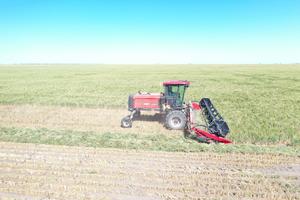 Case WDX 1701 Windrower with 30' Front on Comb Trailer