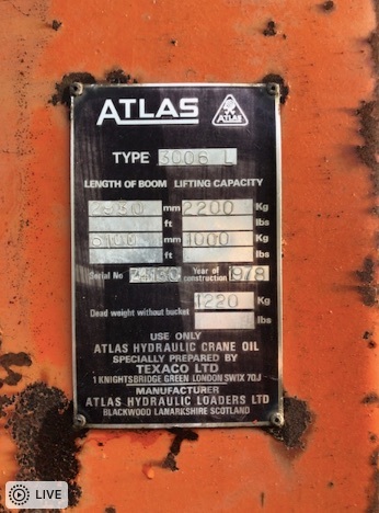 Atlas Truck crane 6 metre