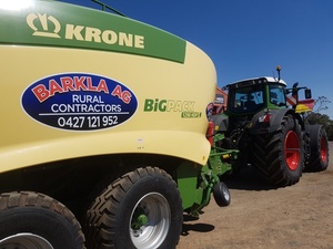 Hay Contractor Available with Krone 8 string 1290 HDP 2 Baler Mower and Rake  for all your haymaking needs