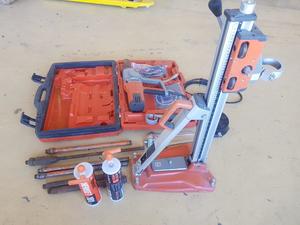 USED Husqvarna DM230 Diamond Drill Kit with assortment of bits