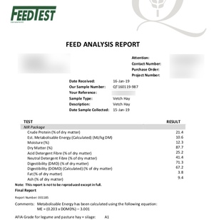 30mt Vetch Hay 600+kg 8x4x3 Bales