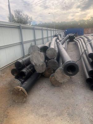 250mm Poly pipe 12m lengths Flanges - Unused