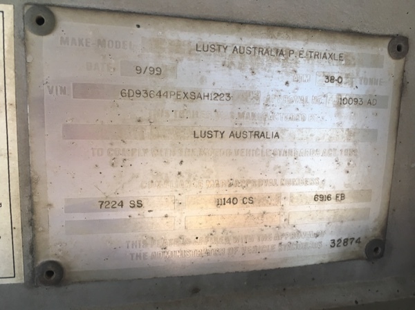 99 Lusty Australia P.E Triaxle Convertable Air bag trailer for sale