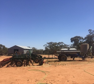 2004 John Shearer 41ft Universal Cultivator with Gason 5000L Box & New Tynes