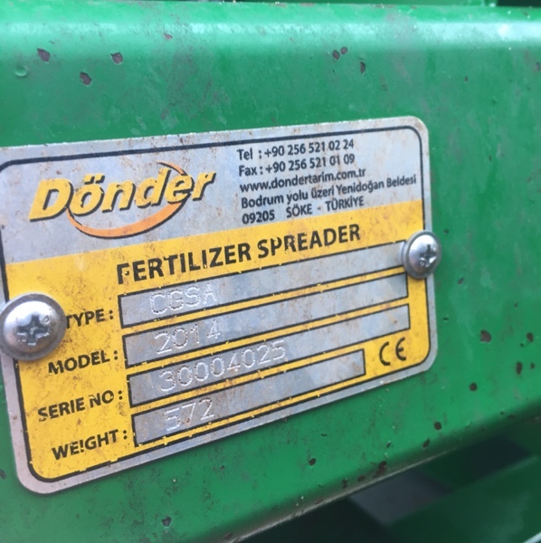 Donder CGSA 3000 Litre Linkage Fertilizer Spreader. European Made Ex Cond