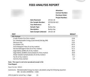 60mt Barley Hay 8x4x3 Bales + Freight