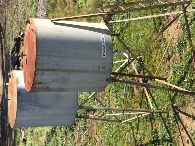 2 X 1500 L Overhead Diesel Tanks.