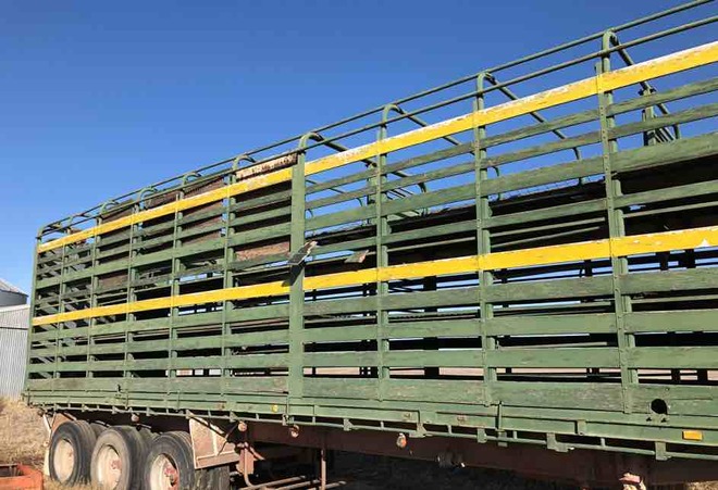 3 Deck Sheep Crate on Tri Axle 42' McGrath Trailer